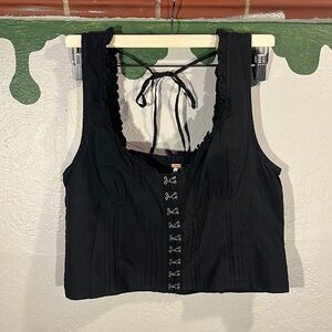 FREE PEOPLE black corset crop top